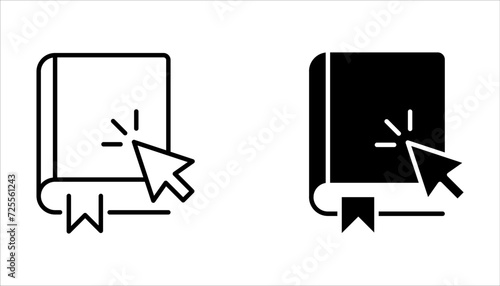 internet education concept icon set, e-learning resources, distant online courses on white background
