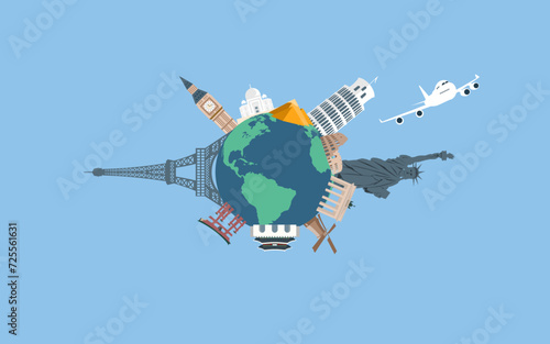 Journey in vacation. travel and tourism landmark around the world. famous building. illustration vector. 