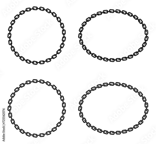 Interconnected chains form round and oval frames. flat design vector illustration isolated on white background.