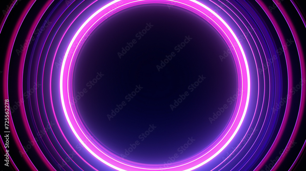Obraz premium Magic fantasy portal. Round light frame, Futuristic teleport. light effect. Blue, purple, neon lights illuminate the night scene with sparks on a transparent background.