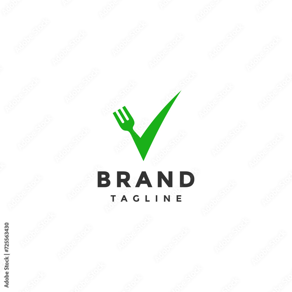 Simple Check Fork Icon Logo Design. Fork Forming Check Icon Logo Design. Simple Check Fork Icon Logo Design. Fork Forming Check Icon Logo Design.