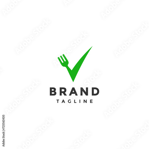 Free Download Simple Check Fork Icon Logo Design. Fork Forming Check Icon Logo Design. - GFXLoad