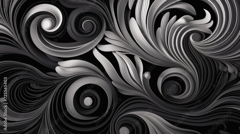 Abstract Swirling Patterns in Grayscale. Dynamic abstract spirals in shades of gray, artistic pattern. Abstract Swirling Patterns in Grayscale. Dynamic abstract spirals in shades of gray, artistic pattern.