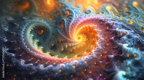 Colorful Spiral Object With Bubbles Fractal © Daniel