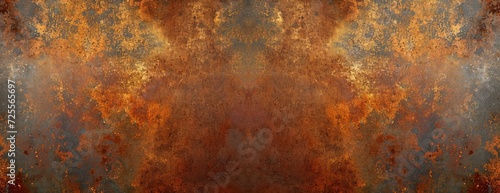 Grunge rusty orange brown metal corten steel stone background texture banner panorama, Generative AI 