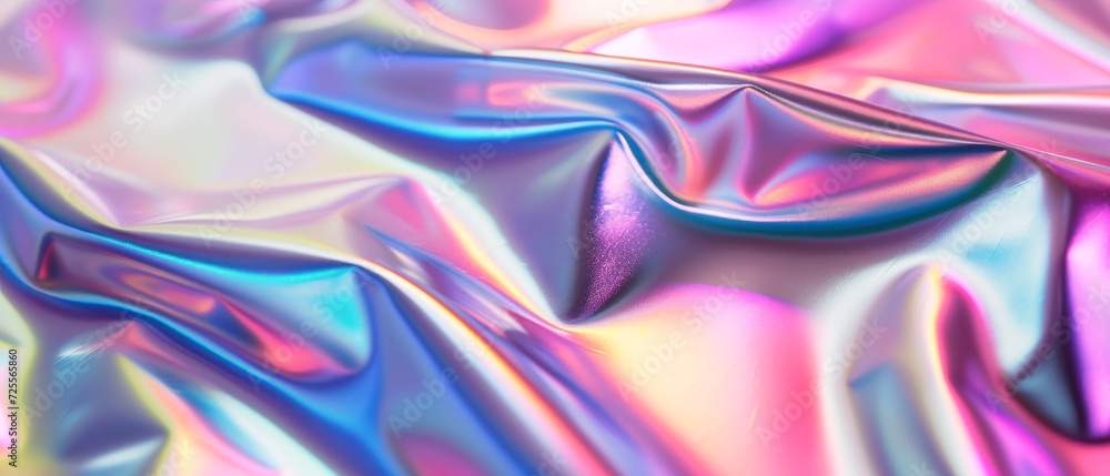 Holographic foil abstract with colorful light reflections.
