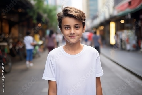 Portrait of a handsome young man smiling at the camera while standing in the street.