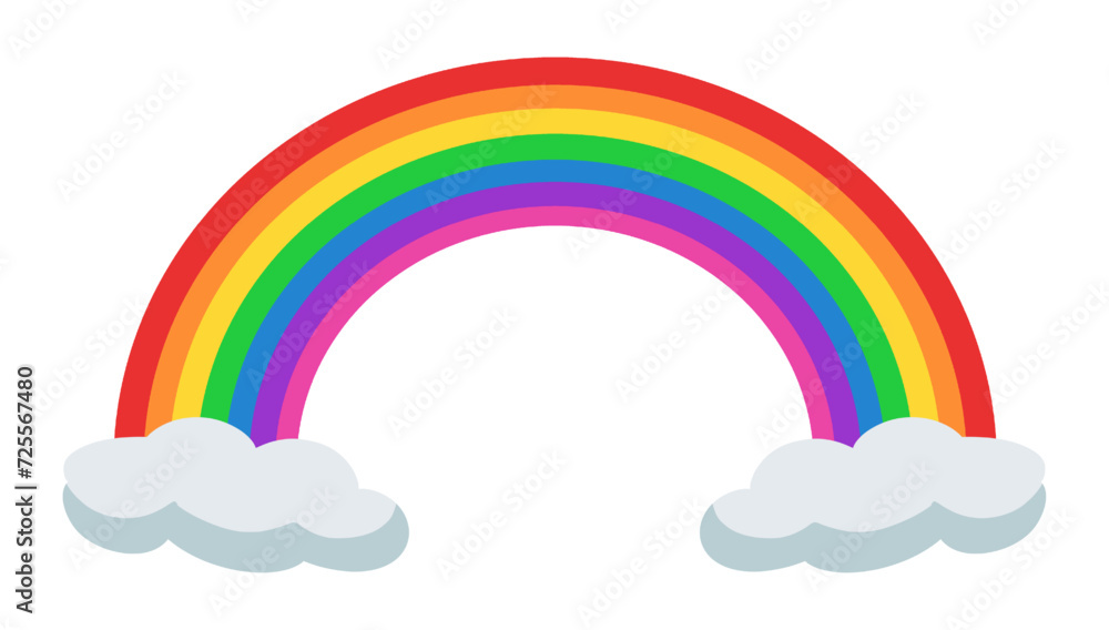 rainbow with clouds illustration isolated on white and transparent background. rainbow minimalism flat style vector rainbow with clouds illustration isolated on white and transparent background. rainbow minimalism flat style vector