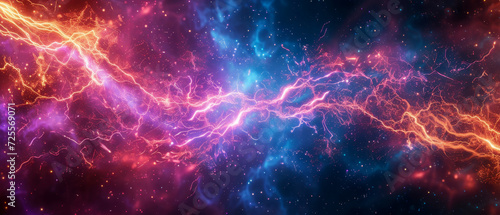 Electric energy abstract with vibrant lightning fractals. 