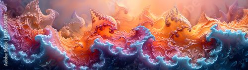 A Painting of a Colorful Wave of Water