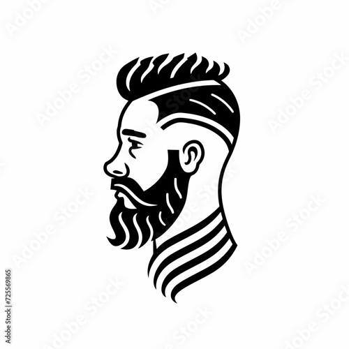 portrait of a person with beard, barber logo