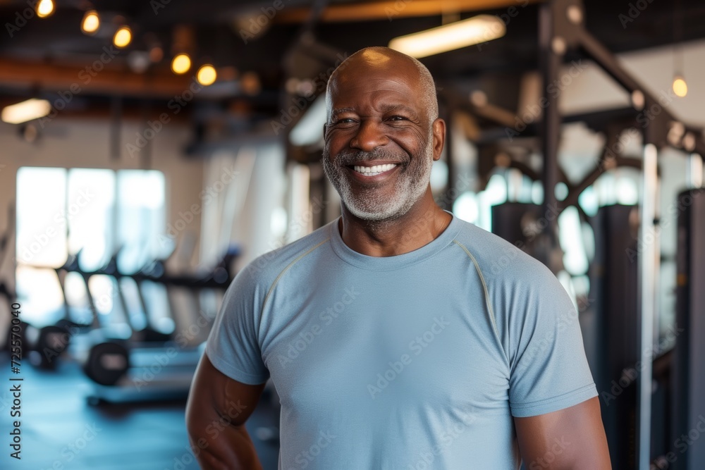 Smiling senior man in a fitness center Smiling senior man in a fitness center
