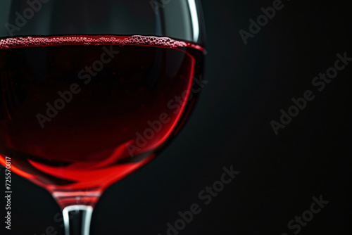 Close-up Red wine in a clear glass against a pure black color background. elegance and rich colors