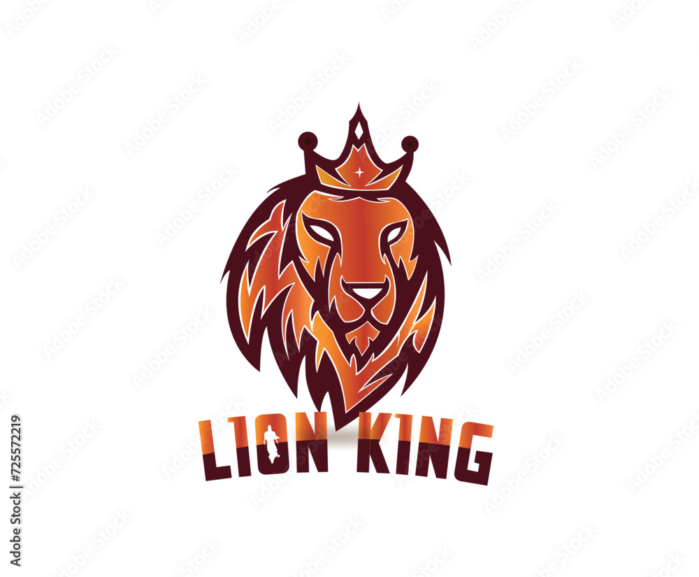 Fototapeta premium Lion king illustration of a lion mascot with a crown