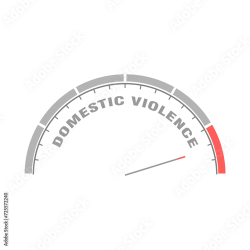 Domestic violence concept. Instrument scale with arrow. Colorful infographic gauge element.