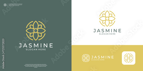 Geometric jasmine flower logo design inspiration