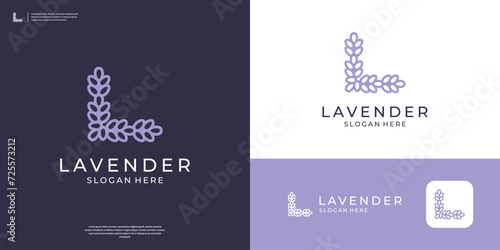 Letter L lavender logo design. Beauty flower logo icon vector photo