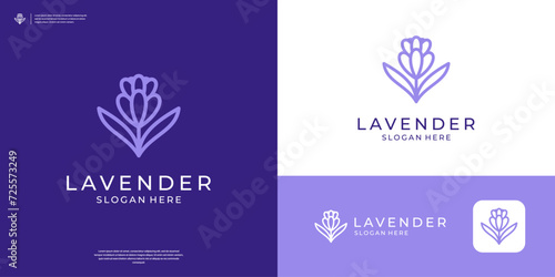 Minimalist Lavender logo with beauty violet color