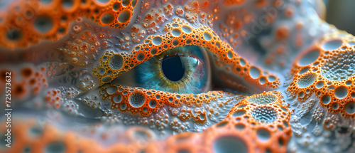 Close Up of a Blue Eye in a Coral Fractal