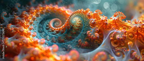 Close Up of an Orange and Blue Sea Anemone Fractal © Daniel