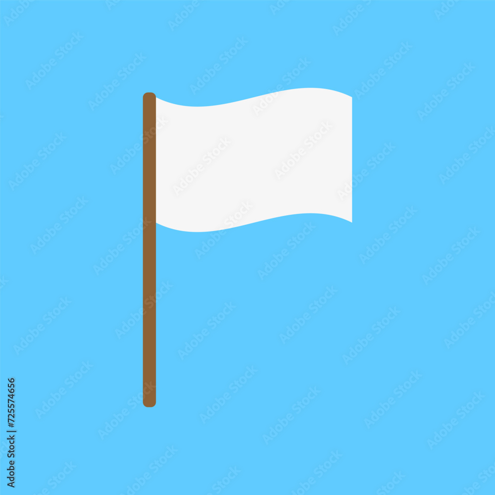 Obraz premium White flag icon on a blue background. Vector illustration. 