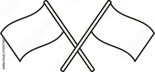 Crossed two flags icon. Vector. Line style.	