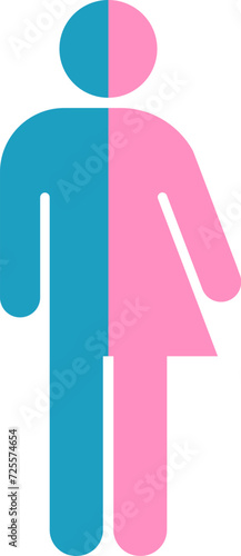 Blue and pink gender neutral icon. Vector illustration.