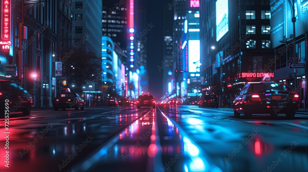 A city street at night