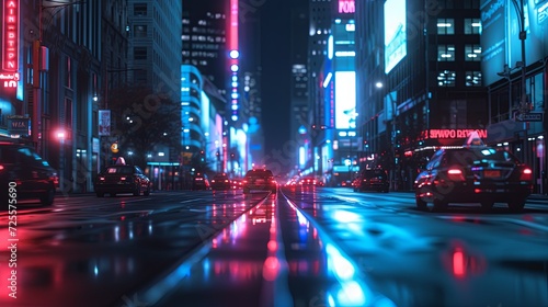 A city street at night