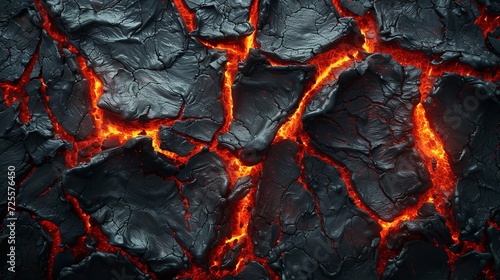 Red gaps in an abstract background of extinct lava. Generative Ai.