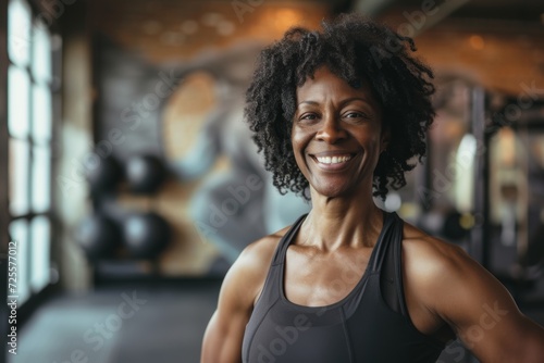 Smiling senior woman in a gym