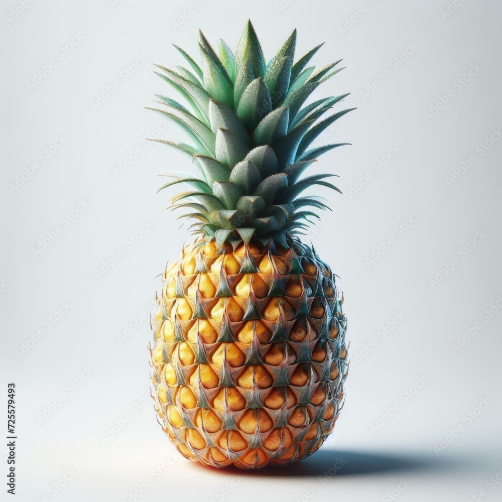 A pineapple on the white background, Digital Art