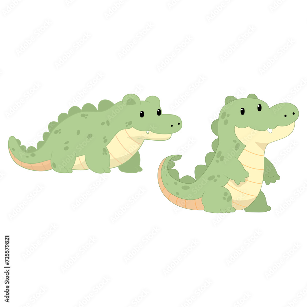 Fototapeta premium crocodile, illustration, animal, vector, cute, zoo, character, alligator, cartoon, design, funny, wildlife, jungle, nature, wild, happy, green, art, isolated, baby, fun, kid, background, graphic,