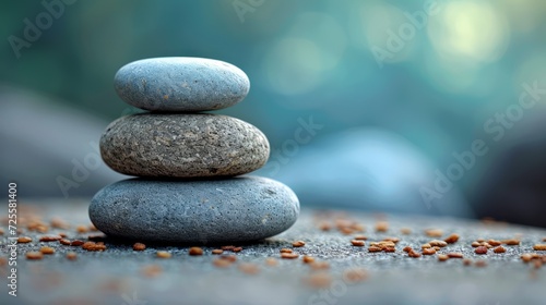 Pebbles balancing on pastel background. Sea pebble. Colorful pebbles. For banner, wallpaper, meditation, yoga, spa, the concept of harmony, balance. Copy space for text