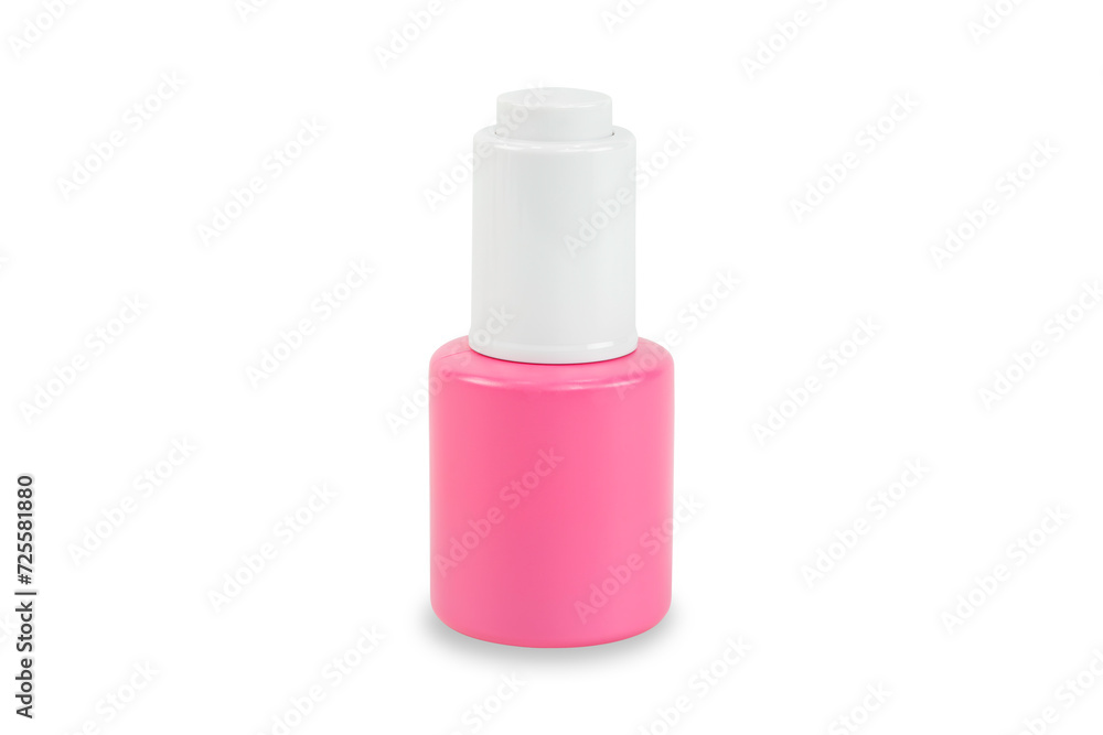The pink bottle of moisturizing serum isolated on white background with clipping path. The pink bottle of moisturizing serum isolated on white background with clipping path.