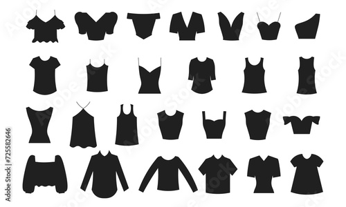 Set of clothes: T-shirt, shirt, top, longsleeve. Vector 
