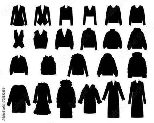 Set of clothes sweater, sweatshirt, jacket, coat, vest, outerwear, down-padded coat, fur coat