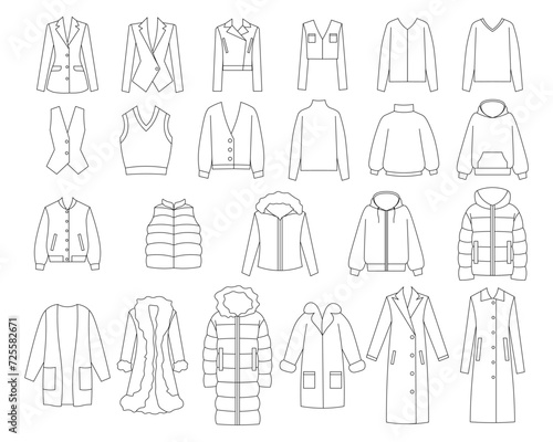 Set of clothes jacket, coat, sweatshirt, sweater, vest, outerwear, down-padded coat, fur coat