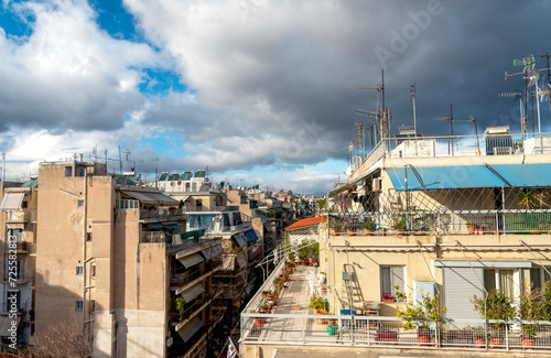 Fototapeta Naklejka Na Ścianę i Meble -  panorama view of the modern city of Athens Greece