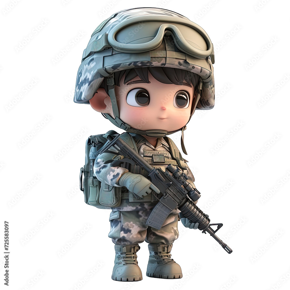 full body army cute child character full body army cute child character