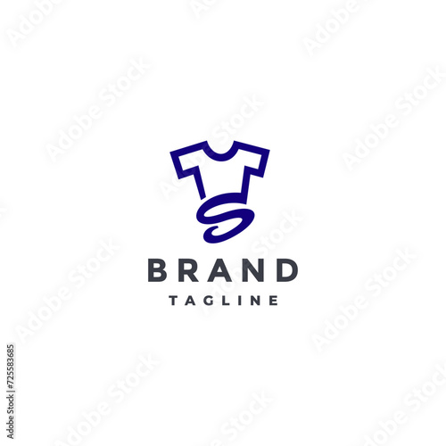 Shirt Icon With Letter S Below Logo Design. Shirt Icon With S Swirls Below Logo Design.