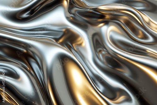 Metallic abstract wavy liquid background, ai technology