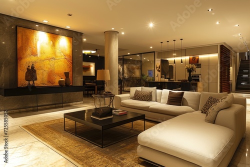 a beautiful luxury modern trendy interior design with a  comfortable sofa