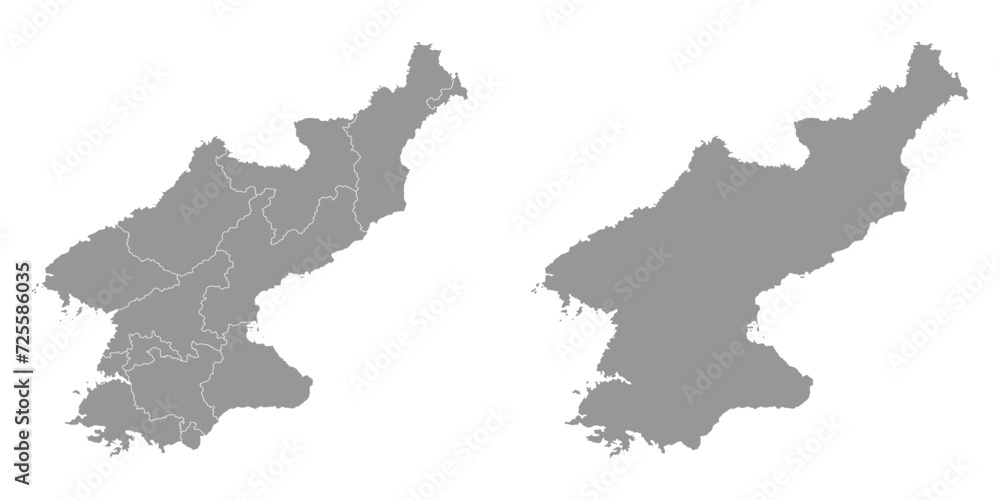 North Korea map with administrative divisions. Vector illustration.