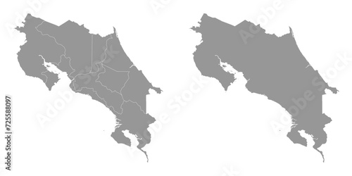 Costa Rica map with administrative divisions. Vector illustration.