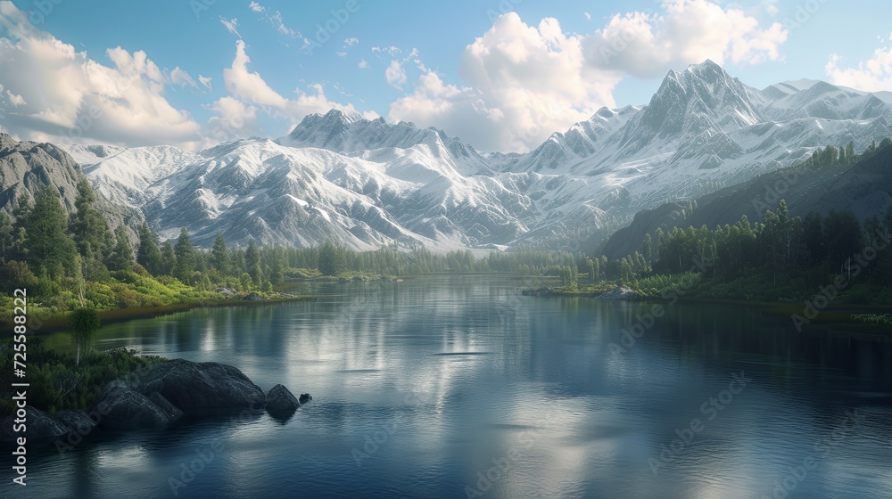 Mountain and river Mountain and river