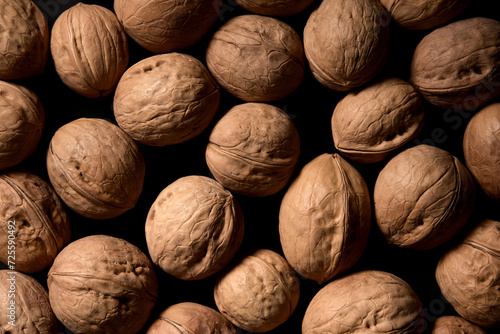 walnuts closeup on a dark background