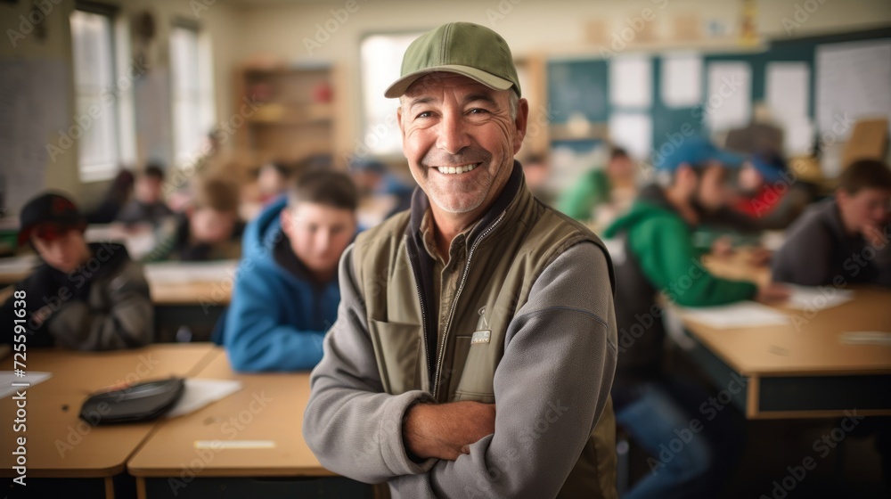 Compassionate fishery educator's warm smile Compassionate fishery educator's warm smile