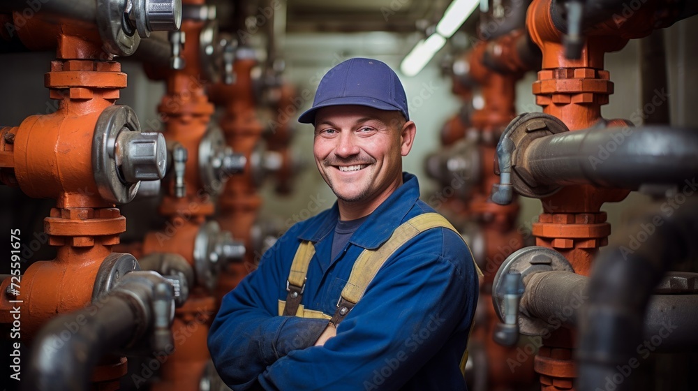 Pipefitter's sense of achievement with pipes Pipefitter's sense of achievement with pipes