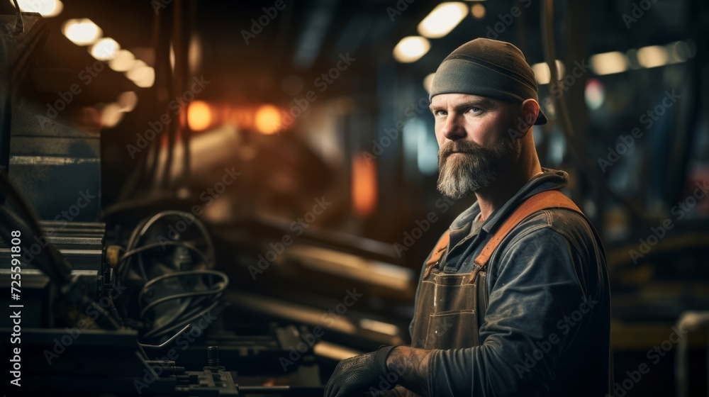 Determined welder with welding tools Determined welder with welding tools